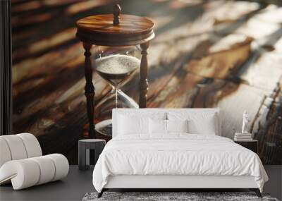 The antique wooden hourglass. Wall mural