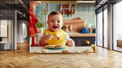 The baby eating pancakes Wall mural