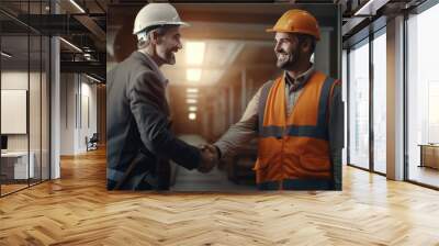 The builder and the contractor shake hands. Wall mural