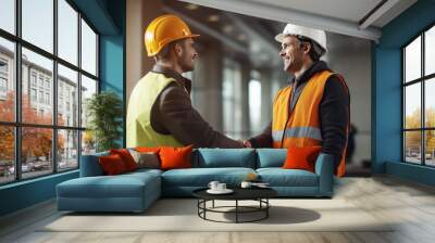 The builder and the contractor shake hands. Wall mural