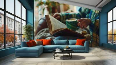 The coffee and open book. Wall mural