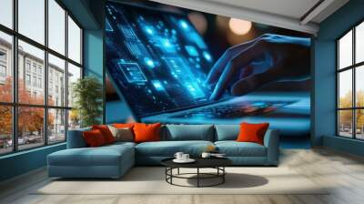 The Digital Interaction with Laptop Wall mural