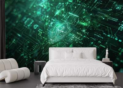 The Digital Security Shield Wall mural