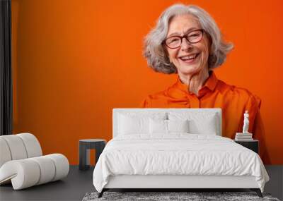 The elderly woman smiling Wall mural