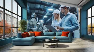 The engineers inspecting machinery Wall mural