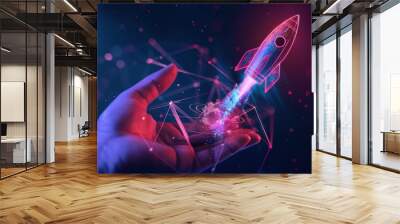 The Holographic Rocket Launch Wall mural