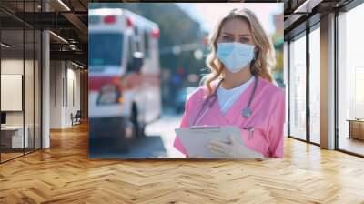 The nurse in pink uniform Wall mural