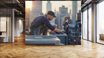 The technician on rooftop Wall mural