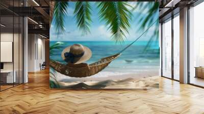 The tropical beach hammock Wall mural