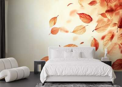 A simple yet elegant design featuring swirling autumn leaves set against a soft, neutral background. This artful composition captures the beauty of fall, adding a warm touch to any space Wall mural