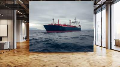 A large cargo ship NH3 sails across the sea. Concept of the maritime transport of ammonia, global maritime trade and the shipping industry's role in chemical logistics, green energy Wall mural