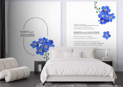 Two minimalist templates with realistic forget-me-not flower. Totally handmade is what these detailed blue flowers are all about. You can use cards not only as invitations, also for any of your design Wall mural