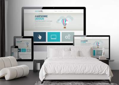 awesome responsive web design development coding vector concept Wall mural