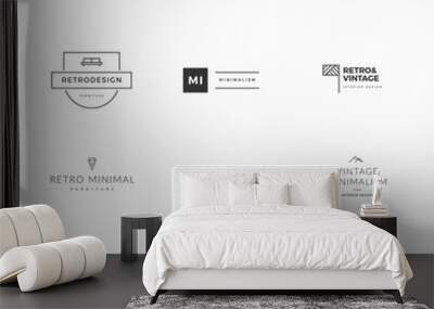 Collection of modern and minimal vintage vector logos Wall mural