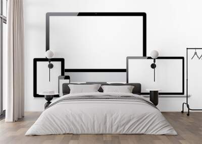 Isolated electronic devices vector set. Laptop, tablet, computer Wall mural