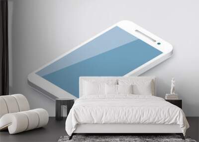 Mobile phone isolated. Realistic white 3d smartphone vector. Wall mural