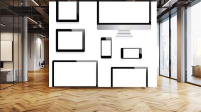 modern computer, laptop, tablet and smartphone vectors Wall mural