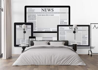 Online news vector illustration computer tablet newspaper Wall mural