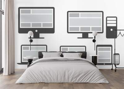 Responsive grid and web design in simplified icons vector Wall mural