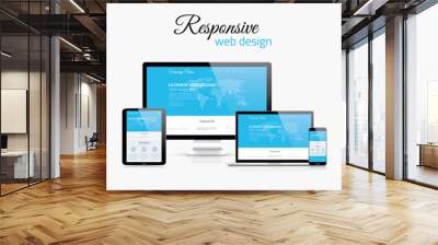 Responsive web design in modern flat vector style concept image Wall mural