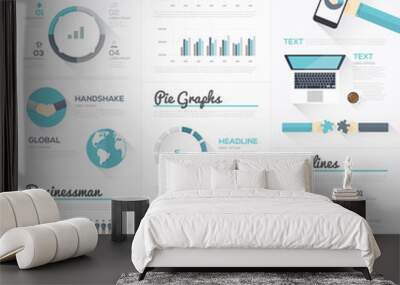 The craziest flat infographics and modern business elements Wall mural