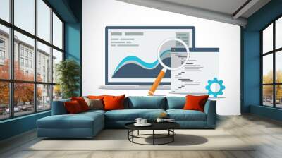 Website SEO analysis and process flat vector concept Wall mural