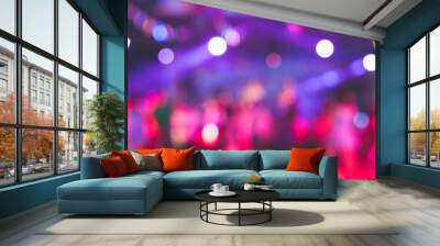 Beautiful blurred images of stage performances at night with lights from a variety of beautiful spotlights. Wall mural