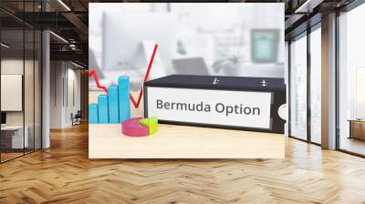 Bermuda Option - Finance/Economy. Folder on desk with label beside diagrams. Business/statistics Wall mural