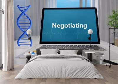 Negotiating – Medicine/health. Computer in the office with term on the screen. Science/healthcare Wall mural