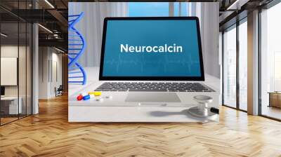 Neurocalcin – Medicine/health. Computer in the office with term on the screen. Science/healthcare Wall mural