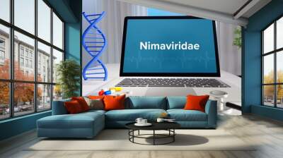 Nimaviridae – Medicine/health. Computer in the office with term on the screen. Science/healthcare Wall mural