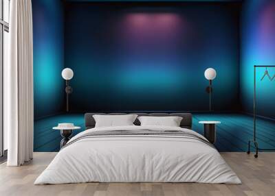 empty room with wall and colorful lights. Gaming room concept or interior  Wall mural