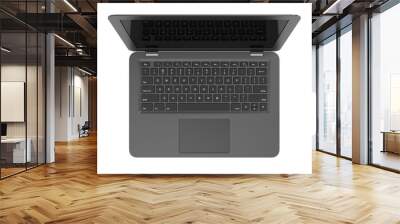 Black Laptop Computer Top View Isolated on White Wall mural