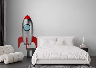 Cartoon Spaceship on White with Copyspace Wall mural