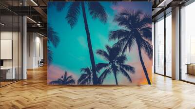 hawaii palm trees at sunset Wall mural