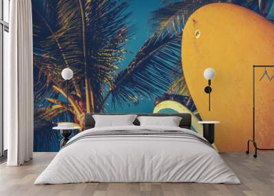 Vintage Surfboards And Palms Wall mural