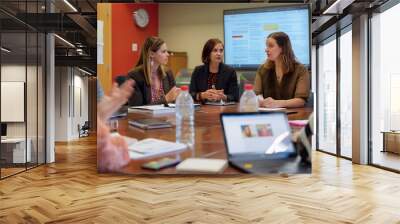 - A nonprofit manager leading a meeting with staff, with a focus on collaboration and leadership Wall mural