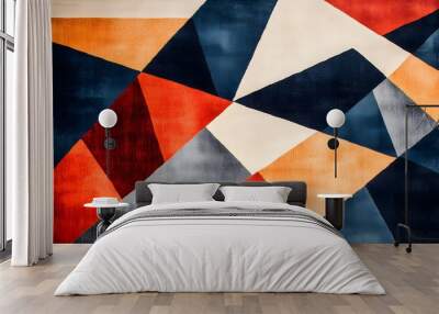 16. **Full-size contemporary rug design featuring a seamless pattern of sharp angles and contrasting colors** Wall mural