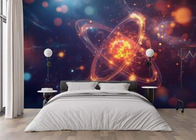 17. Abstract visualization of a nutrient-rich atom with glowing molecular fields Wall mural