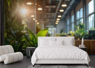 20. A modern office space filled with plants and natural light, promoting well-being Wall mural