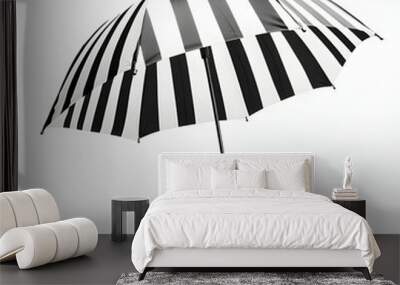 221. A classic black and white striped umbrella isolated on a clean white background Wall mural