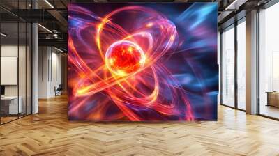 26. Digital image of a nutrient-rich atom with swirling, luminous molecular bonds Wall mural