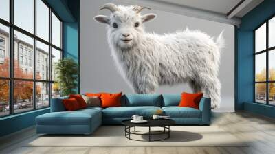 28. **Cute 3D model of a fluffy baby goat with playful horns and soft fur Wall mural