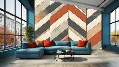 3. **Generate a seamless pattern with a modern chevron design in muted earth tones.** Wall mural