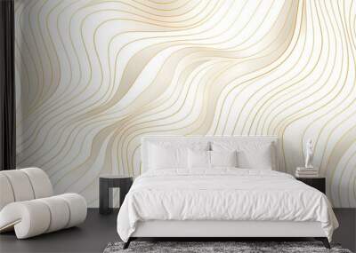 3. Produce a minimalist and light abstract vector seamless pattern incorporating subtle gold line textures on a white background, offering a versatile and visually appealing graphic element or Wall mural