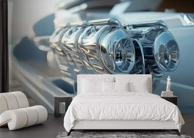 33. **Detailed 3D render of a luxury yacht engine with sleek design and visible propeller drive Wall mural