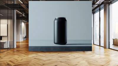 4. A detailed 3D representation of a beer can positioned on a simple surface, isolated against a muted gray backdrop, emphasizing its branding and design elements Wall mural