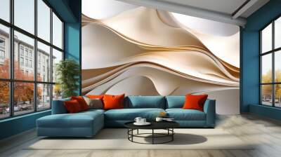 44. Fluid, organic paper shapes creating a layered, three-dimensional abstract design with textured details Wall mural