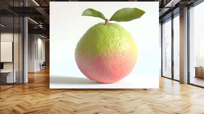 49. **A 3D render of a ripe guava falling, its green skin and pink flesh contrasted by a pristine white backdrop Wall mural