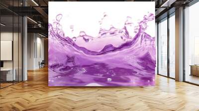 72. **A dynamic 3D render of a water splash in purple and pink tones, isolated on a transparent background Wall mural